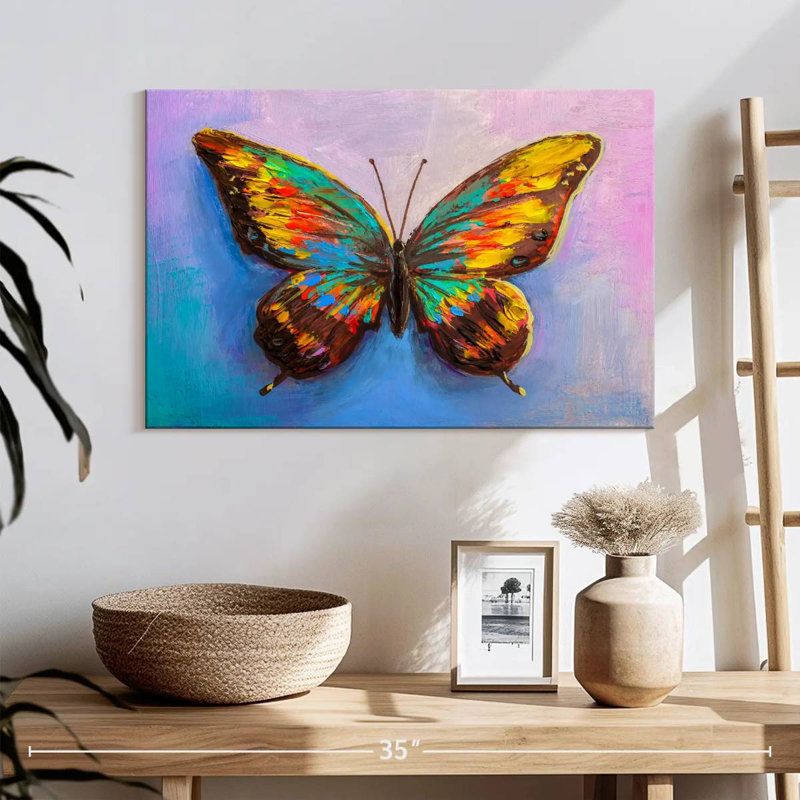 Brampt Vibrant Butterfly Painting, 34" H x 51" W