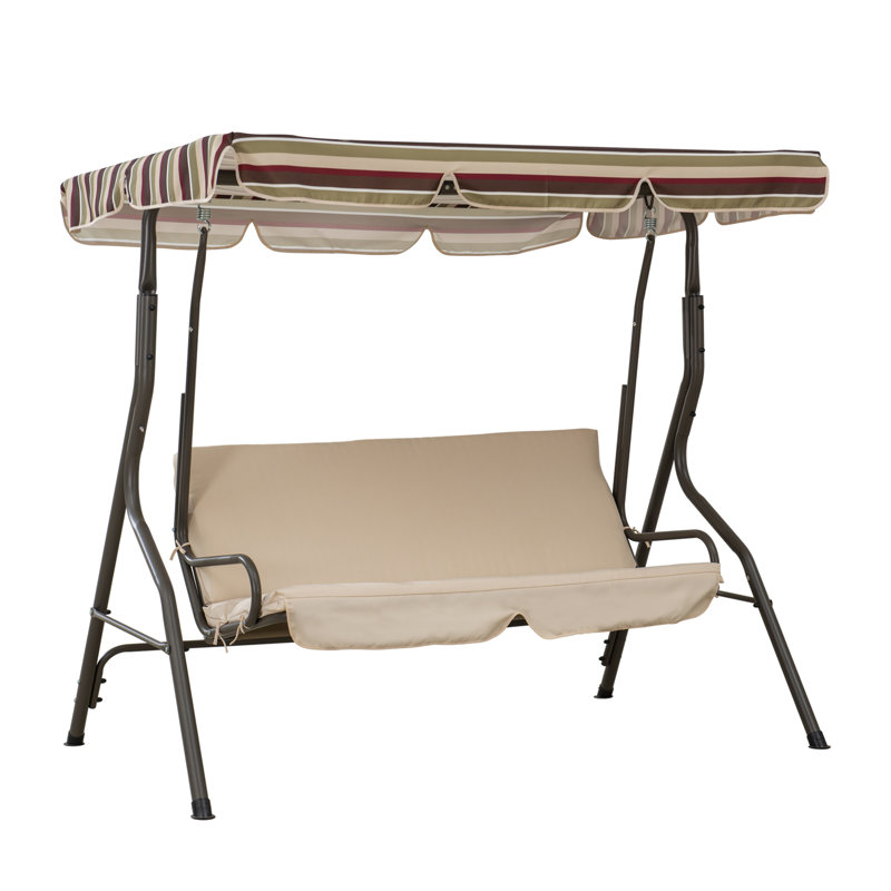 Sunjoy 2-Seat Swing with Canopy, Tan, Stripe