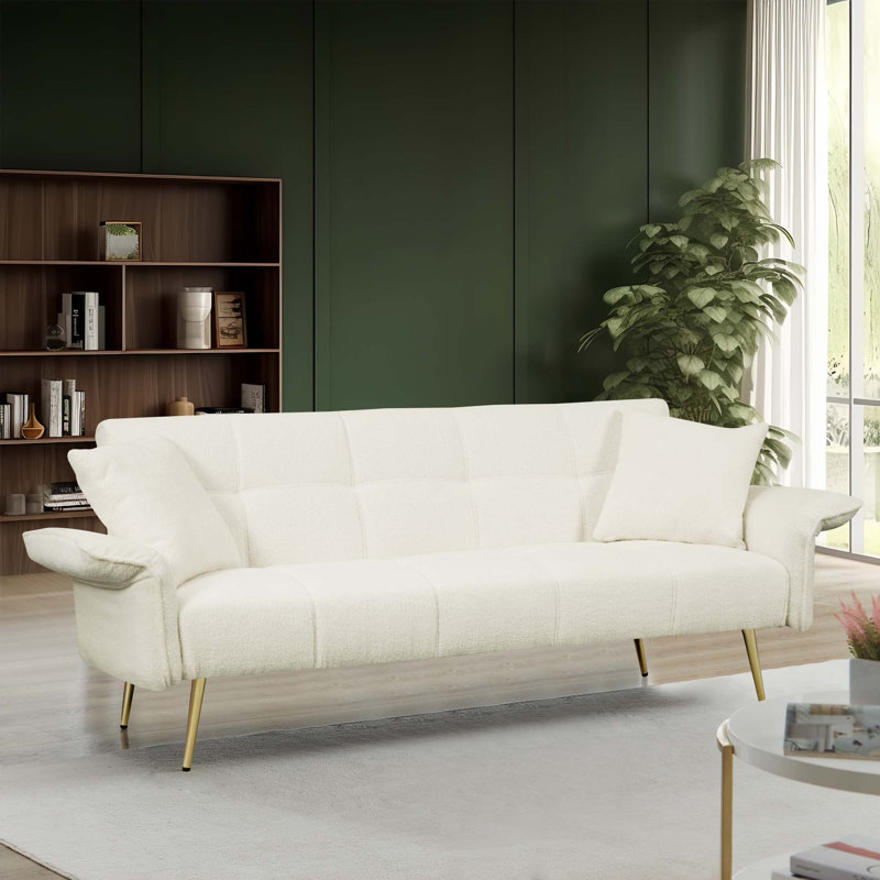 Futon-lit 70,1 po, canapé-lit double convertible, Beige