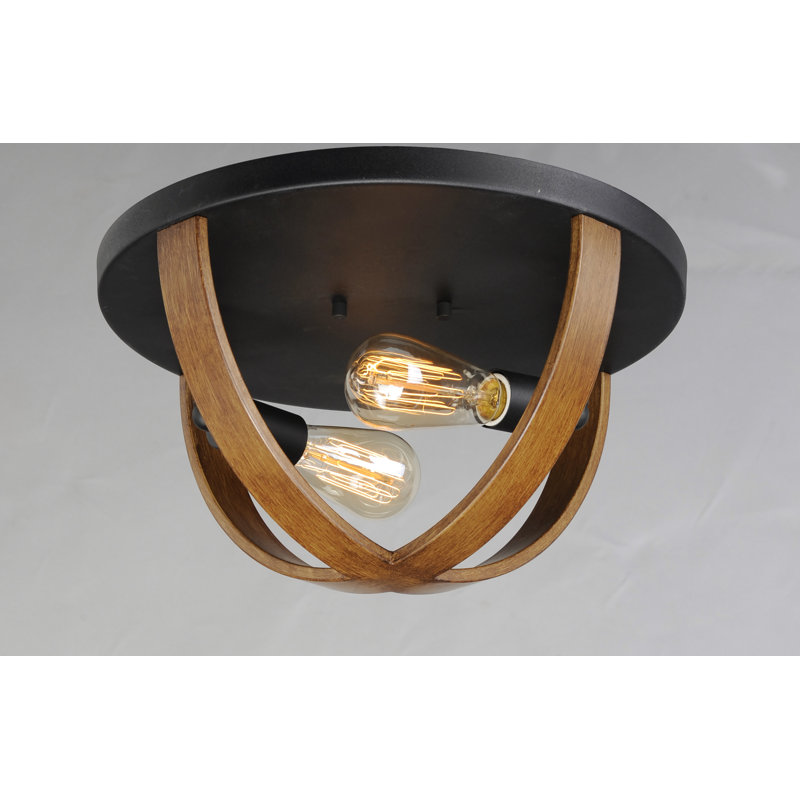 Plafonnier encastré 2 lumières 15,75 po Kesgrave, Pacane antique / Noir