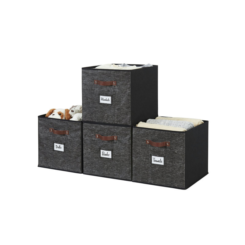 Ensemble de bacs de rangement en tissu, Motif noir