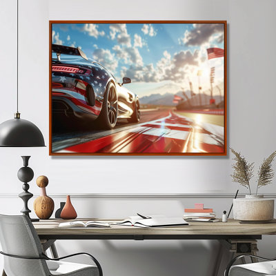 Sports Car At The Track - Race Tracks Wall Art Print