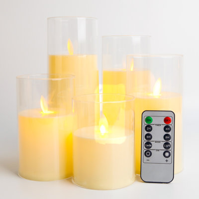 5Pack Glass Flameless Candles