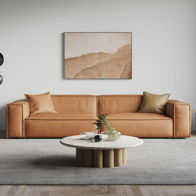 Orange Genuine Leather Modular Sofa cushion couch