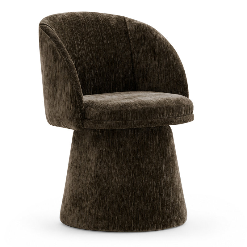 Chaise de salle à manger pivotante moderne avec dossier en tonneau et base piédestal, Brown