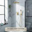 Système de douche de pluie mural de 12 pouces avec pomme de douche à main et valve brute-122422578
