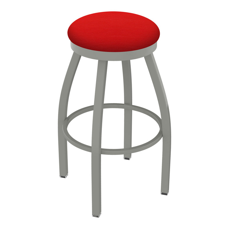 802 Misha Swivel Stool, Black Wrinkle, Vinyl-Canter Red, Counter Stool (25" Seat Height)
