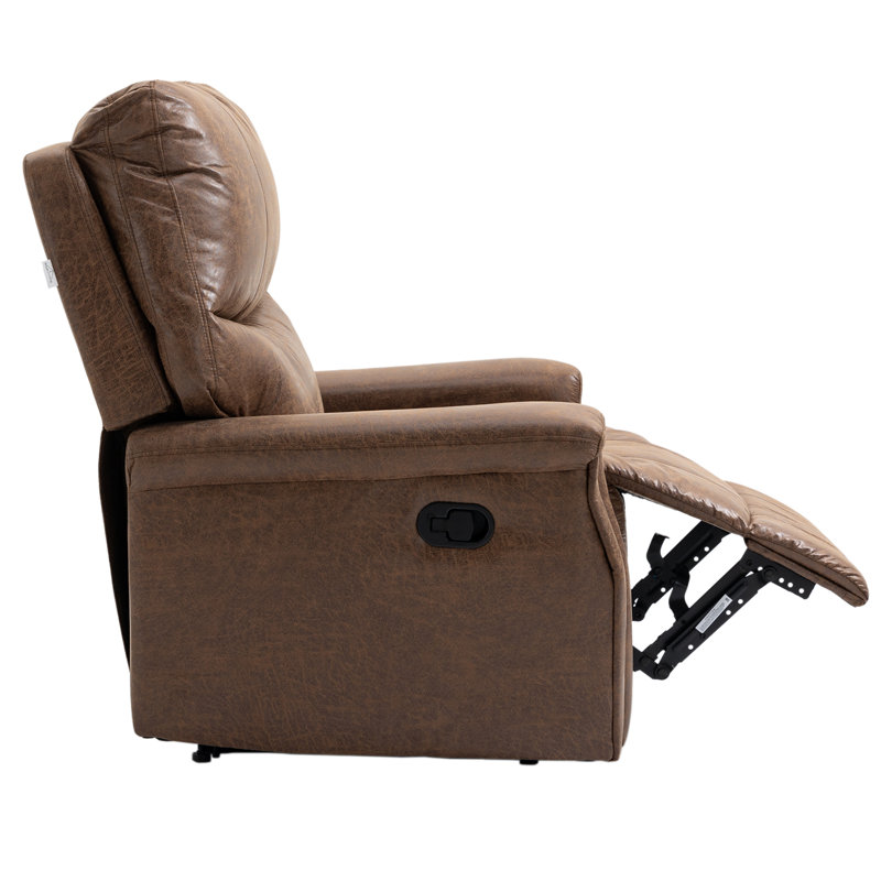 Fauteuil inclinable manuel en microfibre, Microfibre / microsuède brun