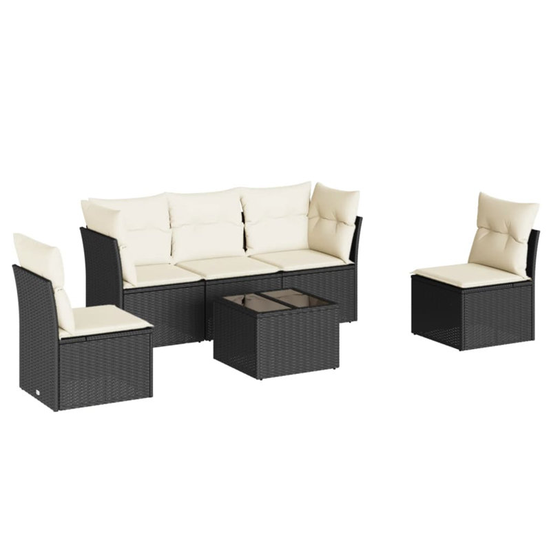 Ensemble de canapé de jardin Vidaxl noir, blanc crème