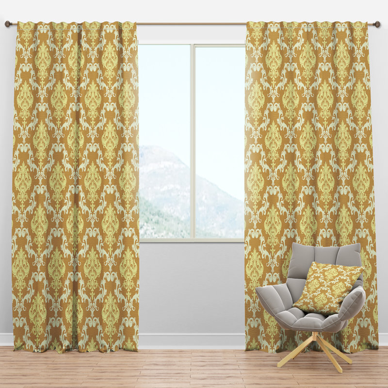Floral Pattern - Damask Curtain - Velvet Room darkening - 1 panel, 52"W x 84"L