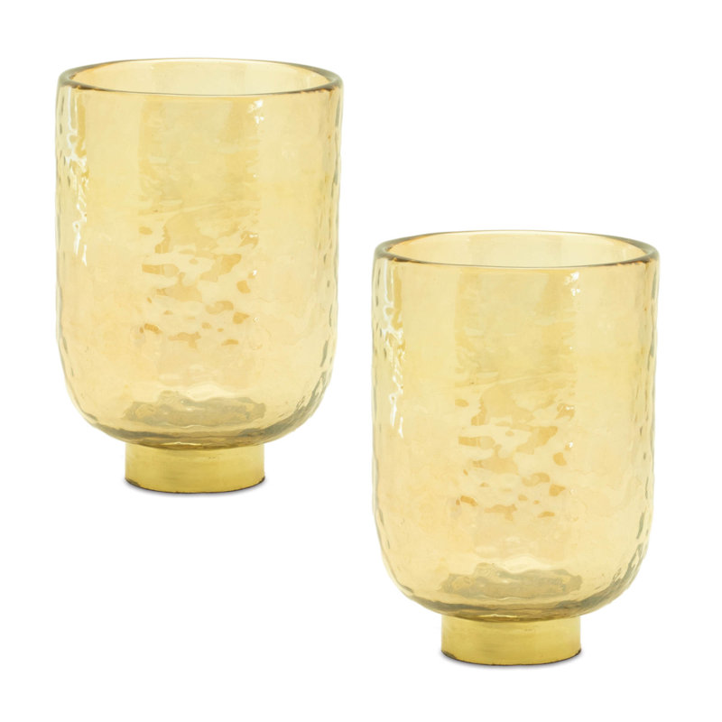 Vase en verre doré avec accent métallique