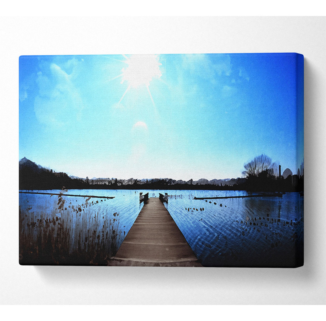 Pier Sparkle Sun Blue Canvas Aquarell