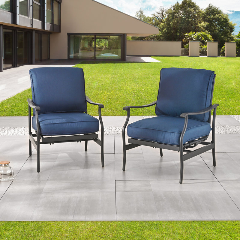 2-piece Outdoor Patio Deep Seating Chairs With Smooth Rocking Motion