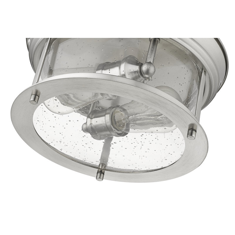 Plafonnier encastré 2 lumières Canale, Nickel brossé, H 5,5 po x l 11 po x P 11 po