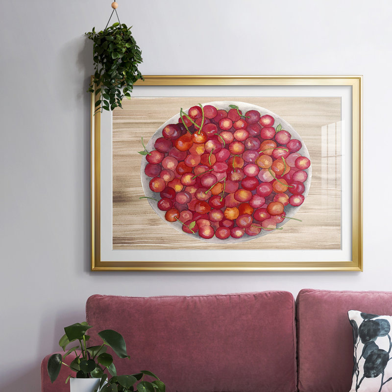 «Bowls of Fruit», cadre IV avec cadre biseauté et verre biseauté, Or, H 15 po x l 21 po x P 1,5 po