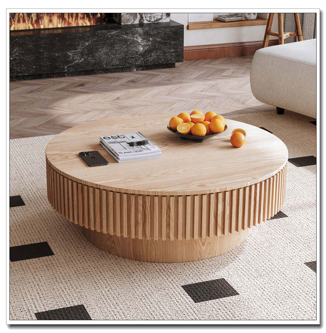 Latitude Run® Solid Wood Round Coffee Table with Storage | Wayfair