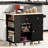 Black Kitchen Island With Power Outlet And Drop Leaf. Spacious Interior, Wine Rack. Convenient For Daily Life In Folding Table, Storage & Side Shelf --1580779068