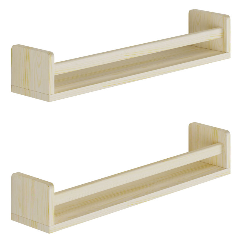 Guimauve 2 Piece Pine Floating Shelf, Natural