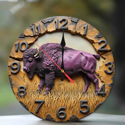 Horloge murale mauve à motif rustique
