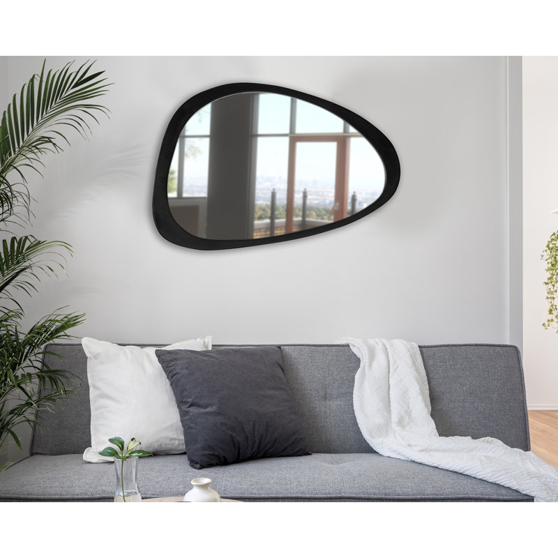 Blaxton Solid Wood Flat Mirror, 47" x 30", Black