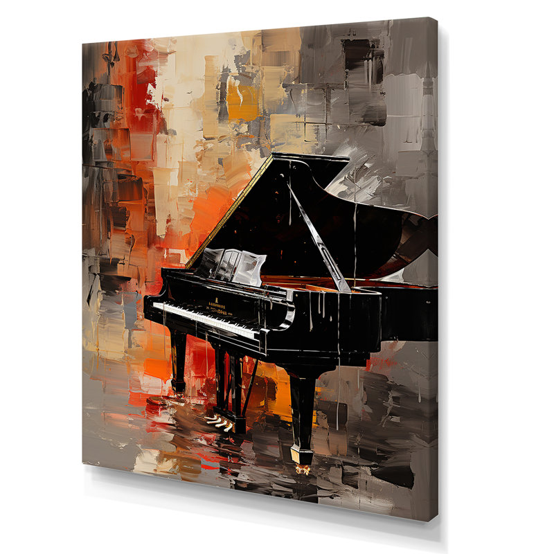 Classical Black Piano Sonata II - Piano, art mural, Toile tendue, H 32 po x l 24 po x P 1 po