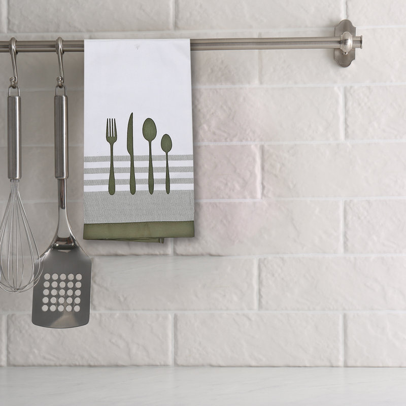 Serviettes de cuisine en coton, Olive