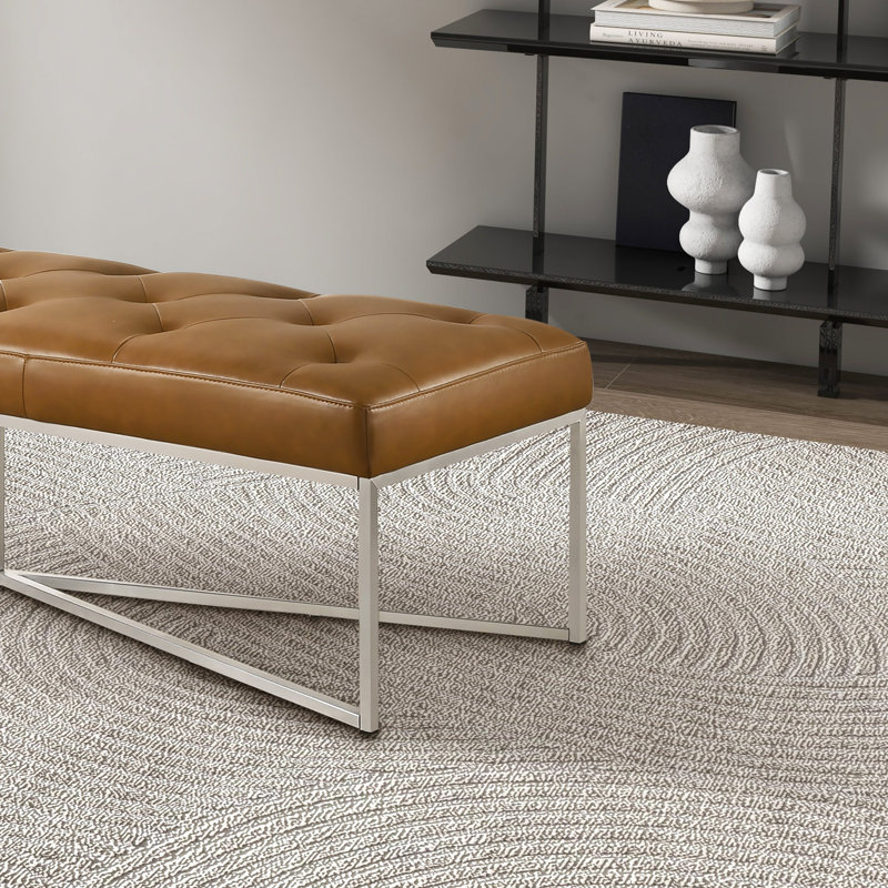 Banc en cuir véritable brun clair Harper