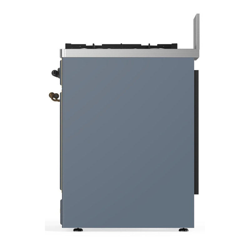 Majestic III Series 30 Inch Dual Fuel Range with 5 Sealed Burners in White (Liquid Propane, Burnished Trim), Blue Gray