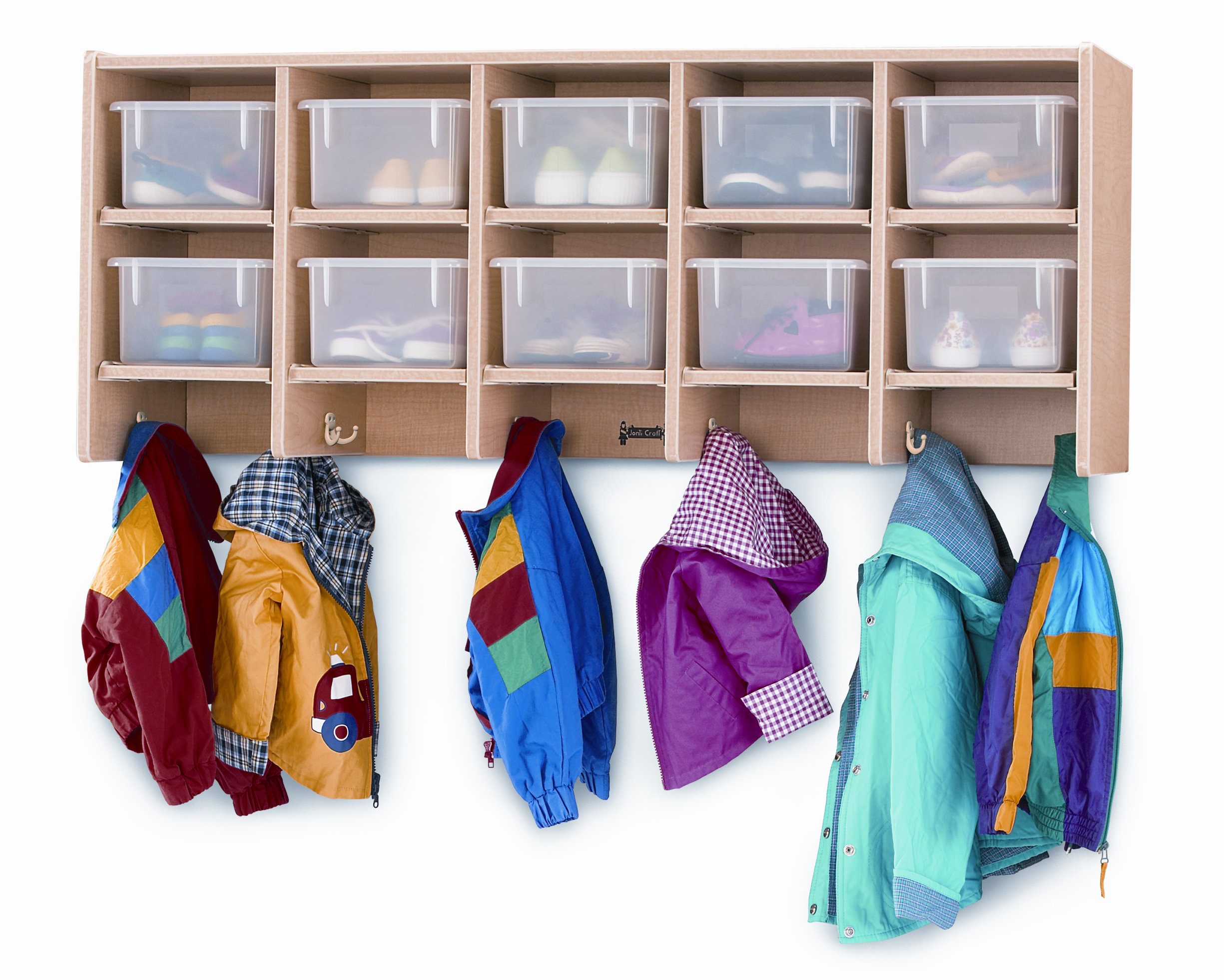 Jonti-Craft 4-Section Wall Mount Coat Locker - 0786JC With 8 Hooks, No Bins, For Classroom Or Home
