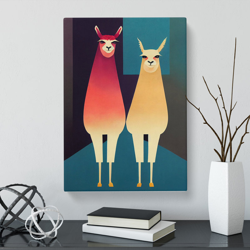 Llama Duo - Wrapped Canvas, 76cm H x 50cm W x 3cm D