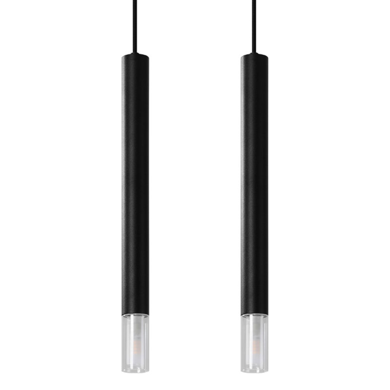 Bohlen - Light Stainless Steel Pendant, Black, 2 Lights, 52cm W x 8cm D