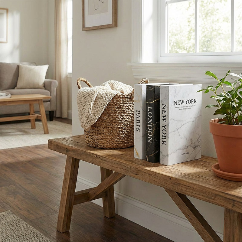 Faux livres décoratifs en marbre pour décor de maison moderne (ensemble de 3)