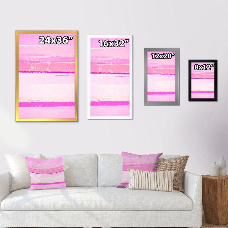 Colorfields in Shades of Pink - Peinture sur toile, Cadre noir, H 32 po x l 16 po x P 1 po