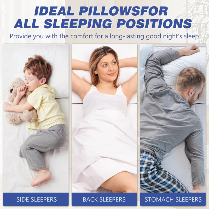 Standard Size White Polyester Cooling Bed Pillows Set of 2