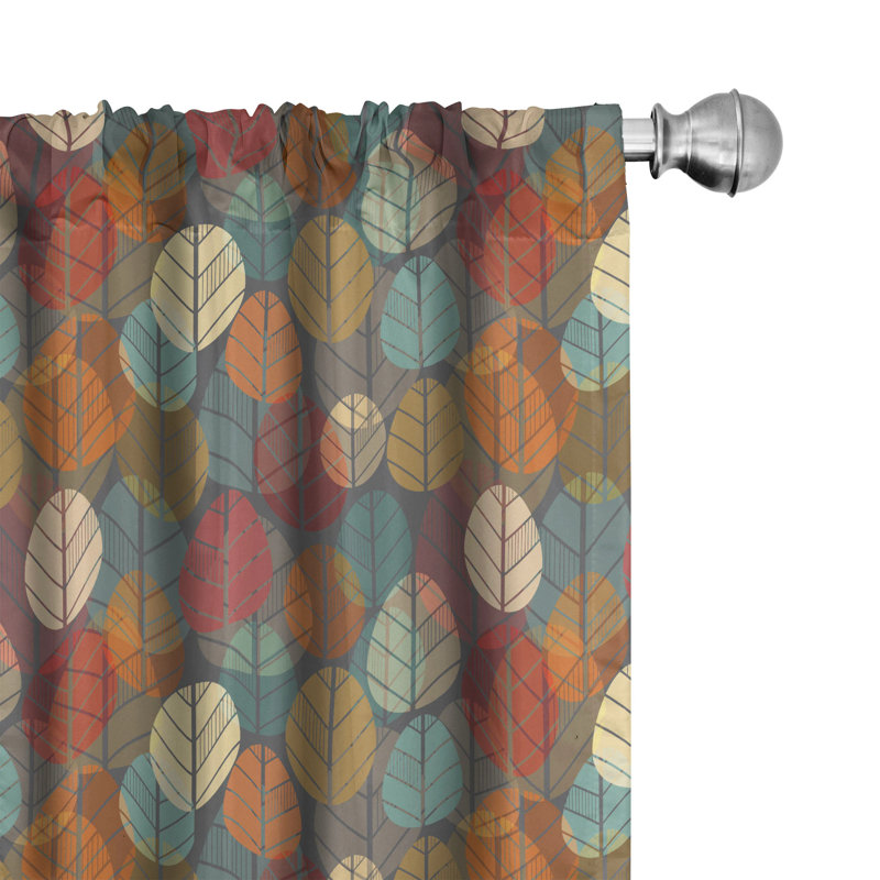 Fall/Autumn Semi-Sheer Rod Pocket Curtain Panels, 28" x 84"