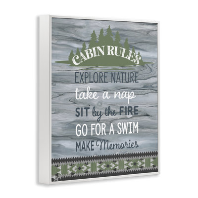 Cabin Rules with Rustic Pattern  Framed Giclee Art by Fluidity/PDR, LLC. bk-235