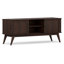 Meuble télé bas de 60 po en bois massif de style moderne Mid-Century pour téléviseur de 65 po ou moins avec 2 armoires et tablettes ouvertes Draper-1985758781