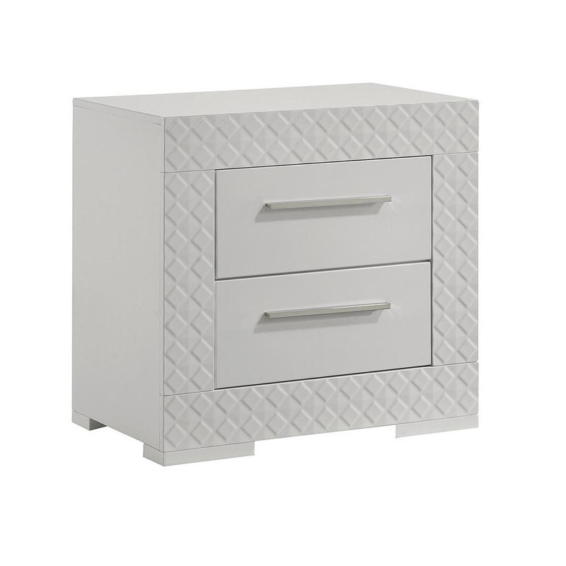 Table de chevet 2 tiroirs en bois blanc Blanca