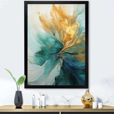 Or et harmonie aurore sarcelle - spirales abstraites, art mural