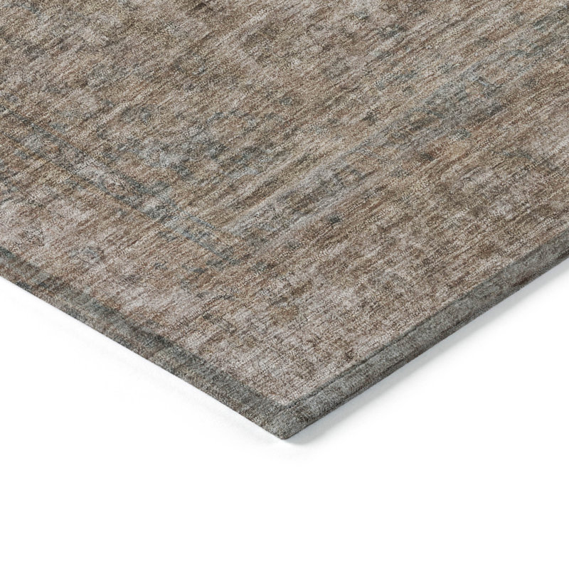 Tapis d'extérieur lavable abstrait brun et beige 8 pi x 10 pi