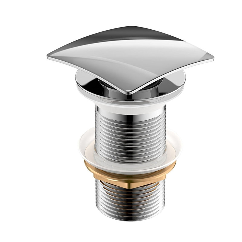 Drain de lavabo de salle de bain escamotable en laiton massif avec trop-plein, Chrome, Non