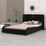 Upholstered Platform Bed With Thickened Headboard, Bluetooth Speakers And RGB LED Light
