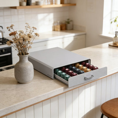 Coffee Pod Storage Drawer Organizer - Holds 50 Capsules, Fits Standard Nespresso Pods, Space-Saving Design With Pull-Out Tray, Durable And Easy Clean