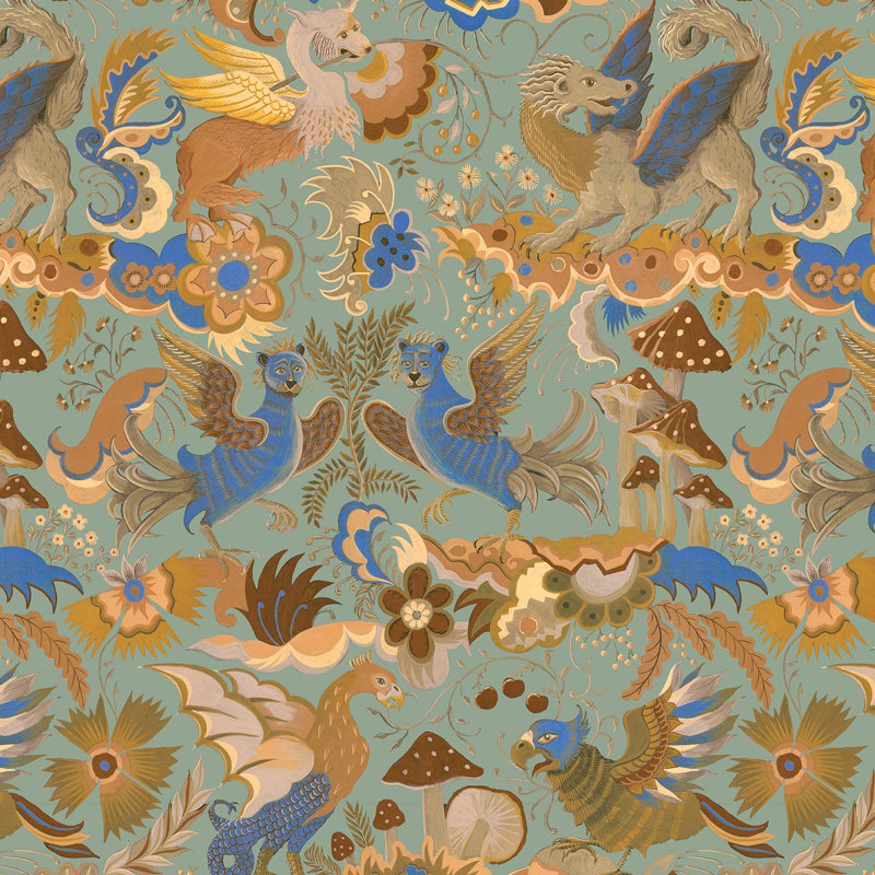 Phantasia 9.84" L x 70.87" W Wallpaper Roll, Jadeite