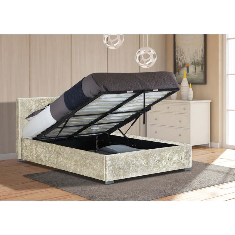 Dodge Upholstered Ottoman Storage Bed, Cream, Double (4'6)