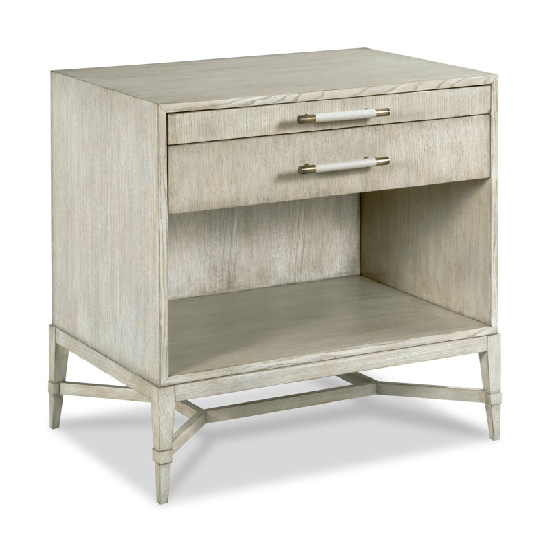 Ashwood Rectangular Iris End Table with Shelf and Drawer