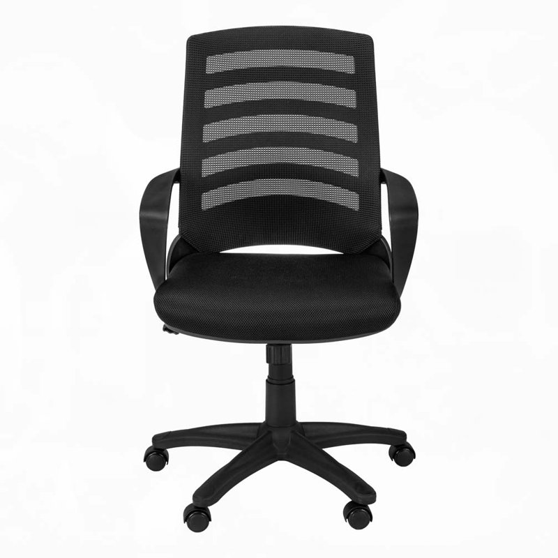 Chaise de bureau, hauteur réglable, pivotante, ergonomique, accoudoirs, bureau d'ordinateur, travail, filet noir, métal noir, contemporain,