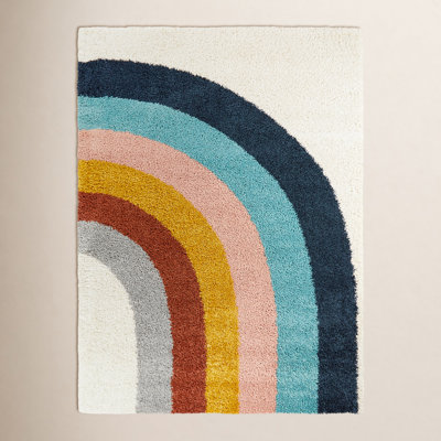 Olanda Rainbow Striped Shag Rug