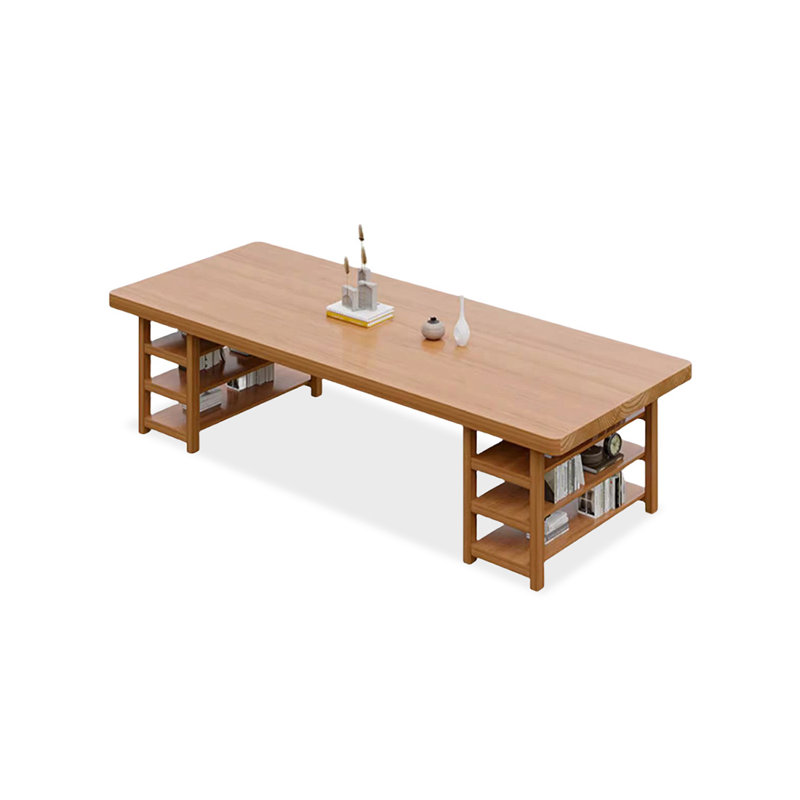 Brown Rectangular Solid Wood desk, 29.5" H  x 63" W  x 27.6" D