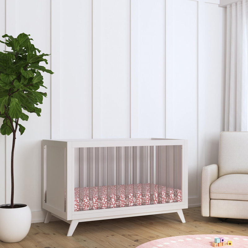 Otto 3-In-1 Convertible Crib, White/Acrylic